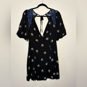 Free People Black Floral Backless Dress